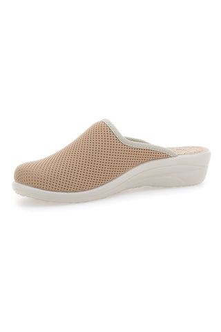 Beige Hausschuhe mit Ledersohle Fly Flot T4368FE