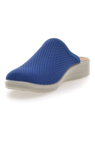 Blaue Pantoffeln mit Lederfußbett FLY FLOT 83368FE