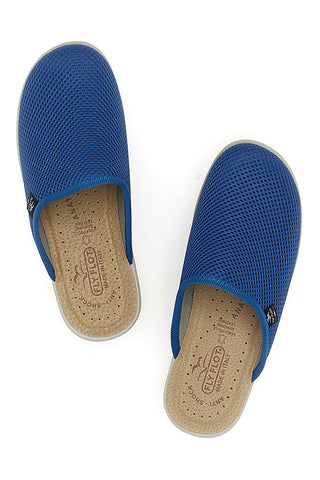 Blaue Pantoffeln mit Lederfußbett FLY FLOT 83368FE