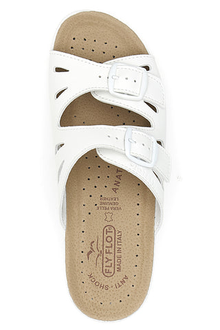 Fly Flot 63008ZE Hausschuhe mit Doppelschnalle, weiß