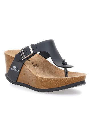 Superga S11O923 Schwarze Flip-Flops mit Keilabsatz