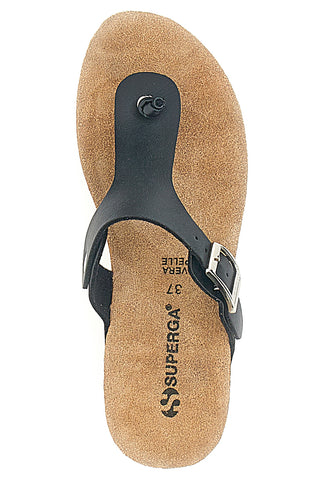 Superga S11O923 Schwarze Flip-Flops mit Keilabsatz