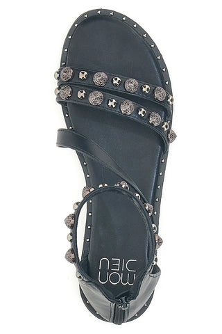 Schwarze Nietensandalen mit Knöchelriemen MON DIEU J025104