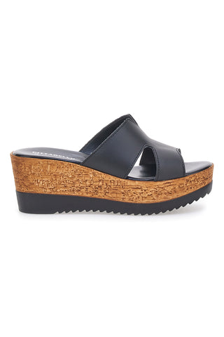 Schwarze Slipper mit Lederband und hohem Plateau PITTARELLO 342070428