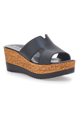 Ciabatte Nere Con Fascia in Pelle e Platform Alto PITTARELLO 342070428