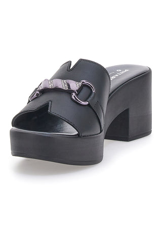 Schwarze Clogs mit Lederband und dekorativer Schnalle Made in Italy PITTARELLO 353471082
