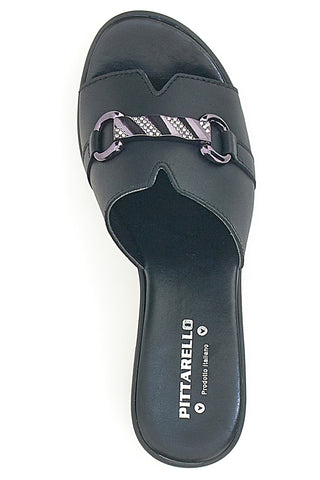 Schwarze Clogs mit Lederband und dekorativer Schnalle Made in Italy PITTARELLO 353471082