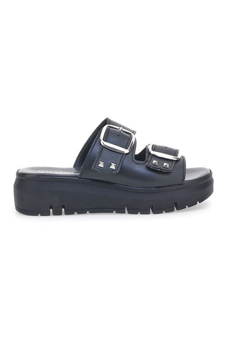 Ciabatte in vera pelle nere con fibbie PITTARELLO LOVE 35801919