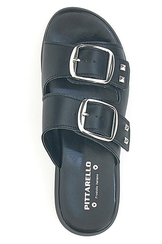 Schwarze Echtleder-Slipper mit Schnallen PITTARELLO LOVE 35801919