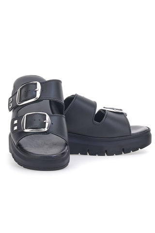 Schwarze Echtleder-Slipper mit Schnallen PITTARELLO LOVE 35801919