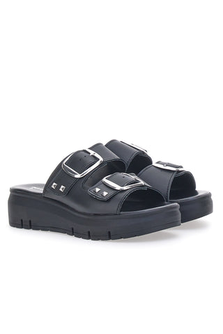 Ciabatte in vera pelle nere con fibbie PITTARELLO LOVE 35801919