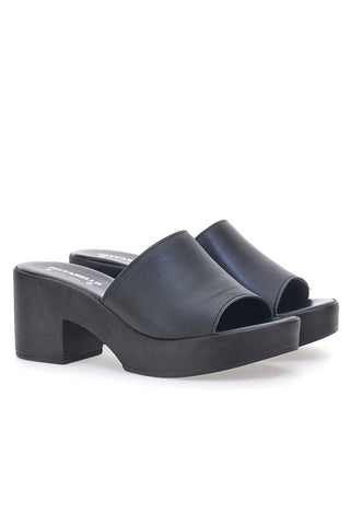 Schwarze Clogs mit Lederband und mittlerem Absatz Made in Italy PITTARELLO 317471082