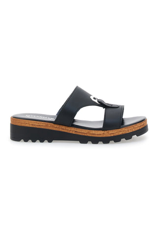 Schwarze Slipper mit Obermaterial aus Leder und Plateau, Made in Italy PITTARELLO 241070811