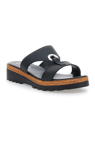 Ciabatte Nere con Tomaia in Pelle e Platform Made in Italy PITTARELLO 241070811
