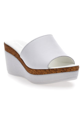 Ciabatte Bianche Con Zeppa con Fascia in Pelle PITTARELLO 28004525