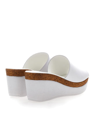 Ciabatte Bianche Con Zeppa con Fascia in Pelle PITTARELLO 28004525