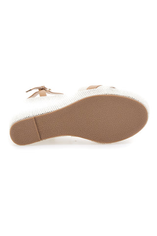 Sandali con zeppa beige con dettagli oro Energy E6000