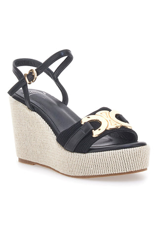 Schwarze Keilsandalen mit goldenen Details Energy E6000