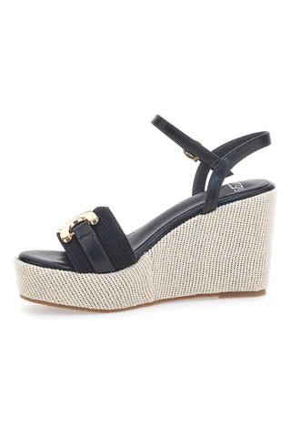 Schwarze Keilsandalen mit goldenen Details Energy E6000