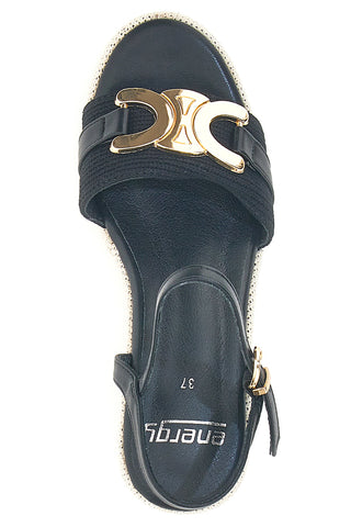 Schwarze Keilsandalen mit goldenen Details Energy E6000