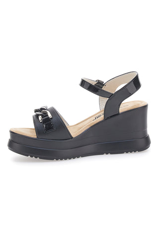 ENERGY E486 Schwarze Keilsandalen mit Kette vorne
