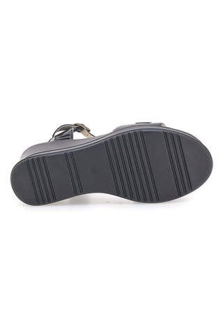 ENERGY E486 Schwarze Keilsandalen mit Kette vorne