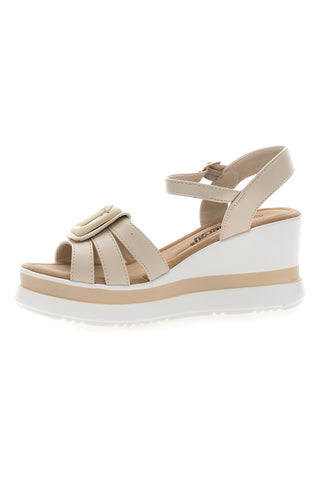 Sandali con zeppa beige con fasce e dettagli brillanti Energy E483