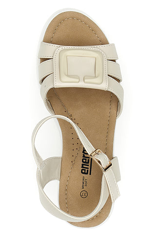 Sandali con zeppa beige con fasce e dettagli brillanti Energy E483
