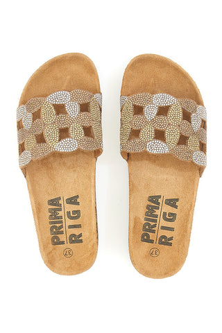 Braune Slipper mit verziertem Band PRIMA RIGA 14224