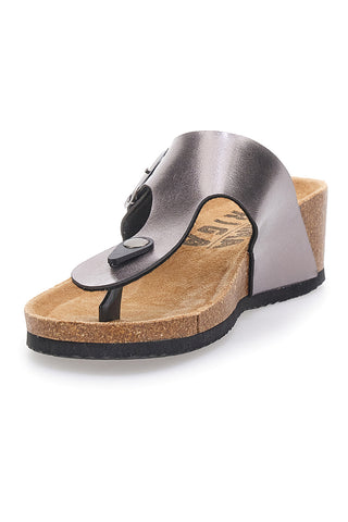 Ciabatte infradito grigie con fibbia e zeppa PRIMA RIGA 14200