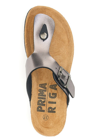 Ciabatte infradito grigie con fibbia e zeppa PRIMA RIGA 14200