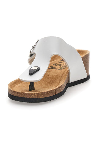 Ciabatte infradito bianche con fibbia e zeppa PRIMA RIGA 14200