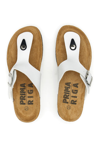 Ciabatte infradito bianche con fibbia e zeppa PRIMA RIGA 14200