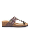 Braune Flip Flops mit Plateau und farbigen Steinen FIRST ROW 12602