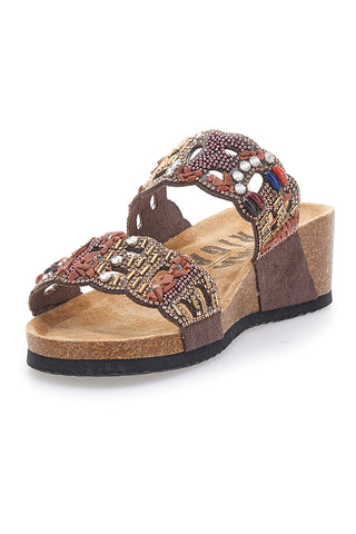 Hausschuhe mit Doppelband, verziert mit Strasssteinen und Perlen Prima Riga 14607