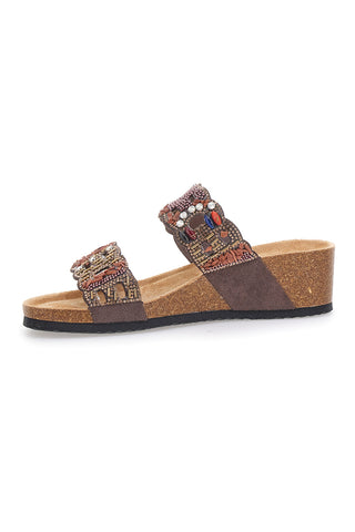 Hausschuhe mit Doppelband, verziert mit Strasssteinen und Perlen Prima Riga 14607