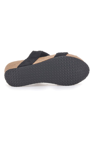 Schwarze Keilpantoffeln mit Strass FIRST ROW 12503
