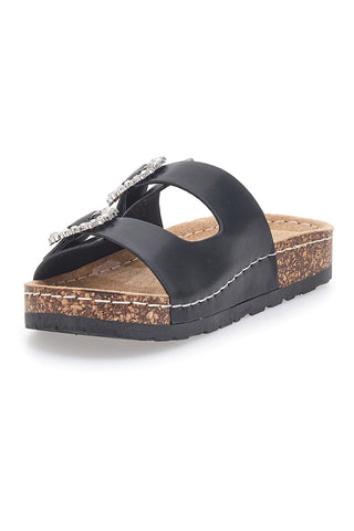 Schwarze Hausschuhe mit doppelter Schmuckschnalle Me & Me H3Y861141