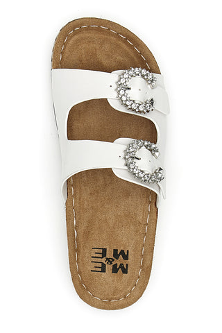 Weiße Hausschuhe mit doppelter Schmuckschnalle Me & Me H3Y861141