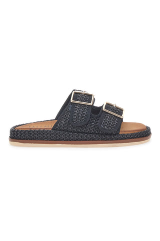 Ciabatte nere intrecciate con doppia fibbia TALEMI 251072