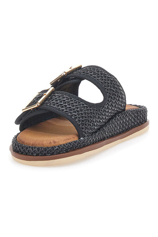 Ciabatte nere intrecciate con doppia fibbia TALEMI 251072