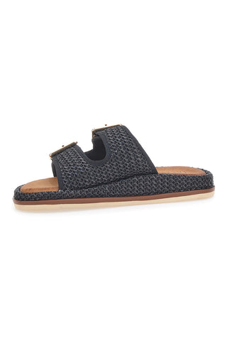 Ciabatte nere intrecciate con doppia fibbia TALEMI 251072