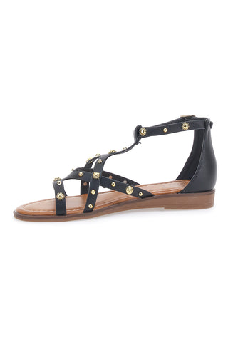 Schwarze Sandalen mit goldenen Nieten und Riemen MON DIEU JXSS25T6