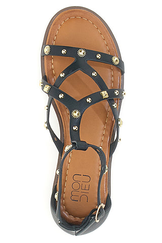 Schwarze Sandalen mit goldenen Nieten und Riemen MON DIEU JXSS25T6