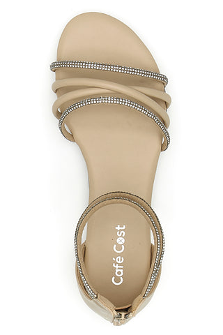 Elegante beige Sandaletten mit Schmuckstein-Riemchen CAFÉ COST W6