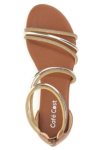 Sandali flat marroni con listini dorati CAFÉ COST W4