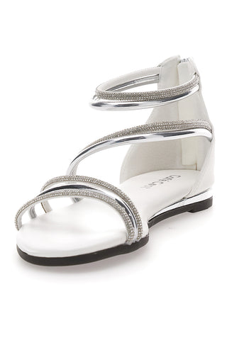 Cafè Cost W4 Elegante weiße Damen-Sandalen mit Strass