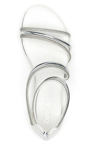 Cafè Cost W4 Elegante weiße Damen-Sandalen mit Strass