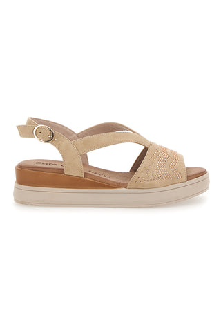 Beige Sandalen mit Glitzer und Plateau CAFE COST 182465148