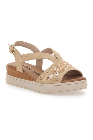 Beige Sandalen mit Glitzer und Plateau CAFE COST 182465148